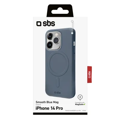SBS - Puzdro Smooth Mag kompatibilné s MagSafe pre iPhone 14 Pro, modrá