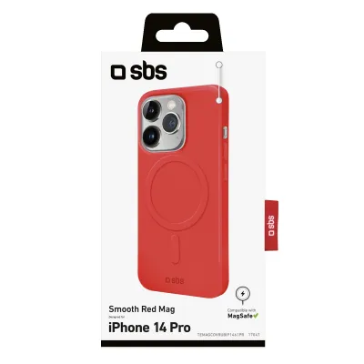 SBS - Puzdro Smooth Mag kompatibilné s MagSafe pre iPhone 14 Pro, červená