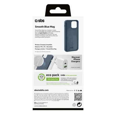 SBS - Puzdro Smooth Mag kompatibilné s MagSafe pre iPhone 14 Plus, modrá