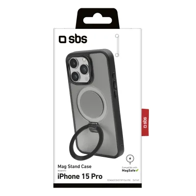 SBS - Puzdro Mag Stand pre iPhone 15 Pro, čierna