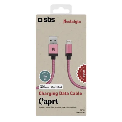SBS - Kábel USB-A/MFI Lightning, 10 W, Capri, 1 m, ružová