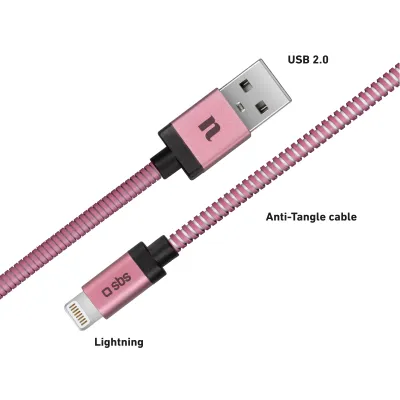 SBS - Kábel USB-A/MFI Lightning, 10 W, Capri, 1 m, ružová