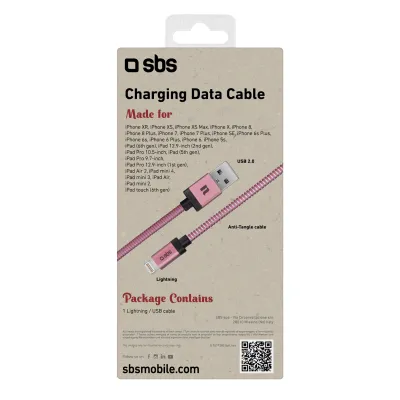 SBS - Kábel USB-A/MFI Lightning, 10 W, Capri, 1 m, ružová