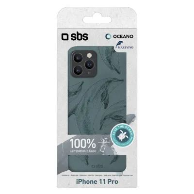 SBS - Puzdro Oceano pre iPhone 11 Pro, 100% kompostovateľné, dolphin