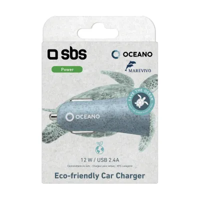 SBS - Autoadaptér Oceano USB-A 2,4 A, 12 W, svetlá modrá