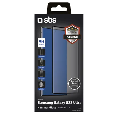 SBS - Tvrdené sklo 4D Full Glass pre Samsung Galaxy S22 Ultra, čierna
