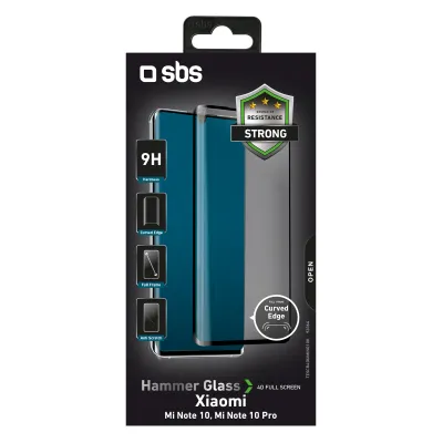 SBS - Tvrdené sklo 4D Full Glass pre Xiaomi Mi Note 10/Mi Note 10 Pro, čierna