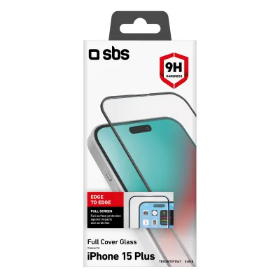 SBS - Tvrdené sklo Full Cover pre iPhone 15 Plus, čierna