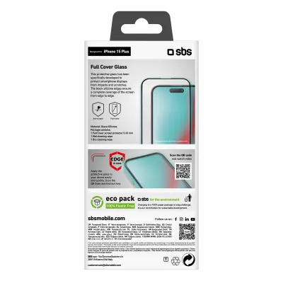 SBS - Tvrdené sklo Full Cover pre iPhone 15 Plus, čierna