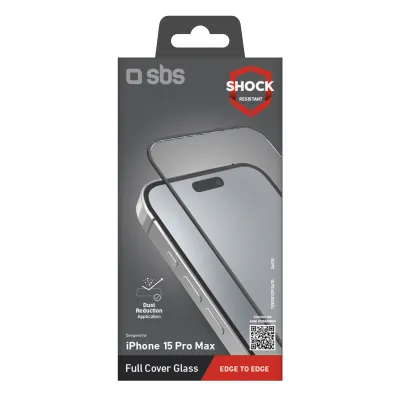 SBS - Tvrdené sklo Full Cover pre iPhone 15 Pro Max, čierna