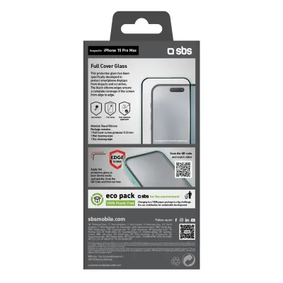 SBS - Tvrdené sklo Full Cover pre iPhone 15 Pro Max, čierna