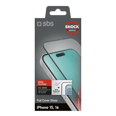 SBS - Tvrdené sklo Full Cover pre iPhone 16/15, čierna