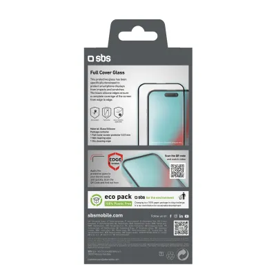 SBS - Tvrdené sklo Full Cover pre iPhone 16 Plus/15 Plus, čierna