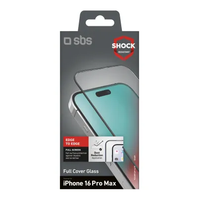 SBS - Tvrdené sklo Full Cover pre iPhone 16 Pro Max, čierna