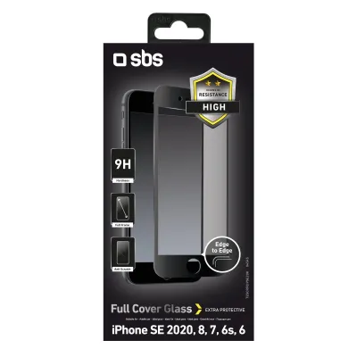 SBS - Tvrdené sklo Full Cover pre iPhone SE 2022/SE 2020/8/7/6s/6, čierna