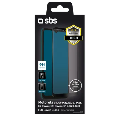 SBS - Tvrdené sklo Full Cover pre Motorola Moto G30/G20/G10/G9/G9 Play/E22i/E20E7 Plus/E7 Power/E7i Power/E7, čierna