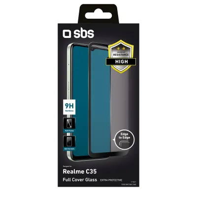 SBS - Tvrdené sklo Full Cover pre Realme C35, čierna