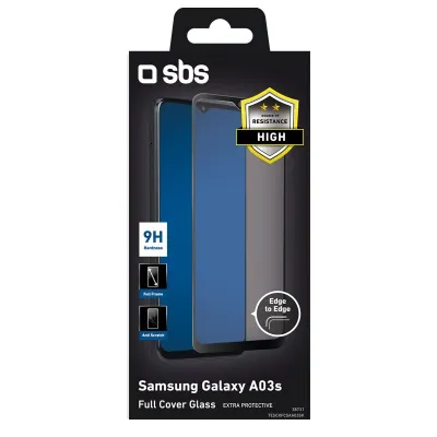 SBS - Tvrdené sklo Full Cover pre Samsung Galaxy A03s/A02s, čierna
