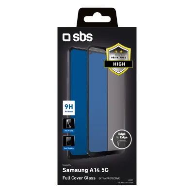 SBS - Tvrdené sklo Full Cover pre Samsung Galaxy A14 5G, čierna