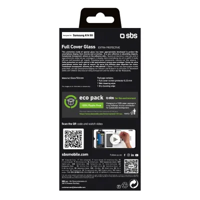 SBS - Tvrdené sklo Full Cover pre Samsung Galaxy A14 5G, čierna