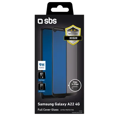 SBS - Tvrdené sklo Full Cover pre Samsung Galaxy A22, čierna