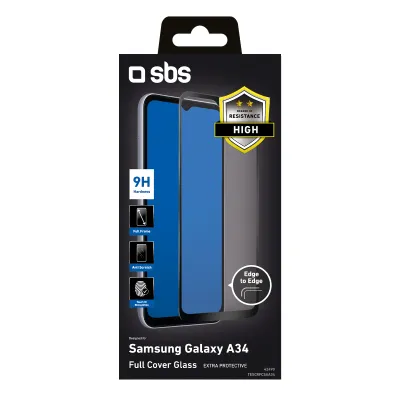 SBS - Tvrdené sklo Full Cover pre Samsung Galaxy A34 5G, čierna