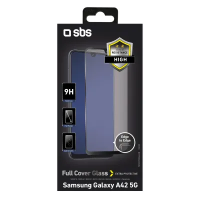 SBS - Tvrdené sklo Full Cover pre Samsung Galaxy A42 5G, čierna