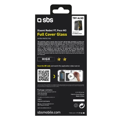 SBS - Tvrdené sklo Full Cover pre Xiaomi Redmi 9T/Poco M3, čierna