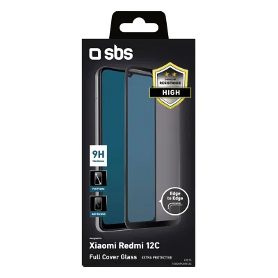 SBS - Tvrdene sklo Full Cover pre Xiaomi Redmi 12C, čierna