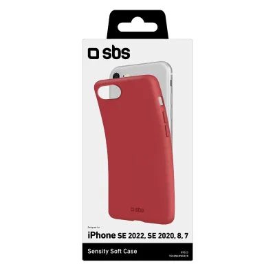 SBS - Puzdro Sensity pre iPhone SE 2022/SE 2020/8/7, červená