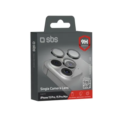 SBS - Ochranný kryt objektívu Single s aplikátorom pre iPhone 15 Pro/15 Pro Max, čierna