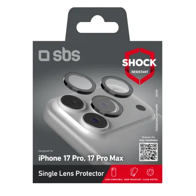 SBS - Ochranný kryt objektívu Single s aplikátorom pre iPhone 17 Pro/17 Pro Max, čierna
