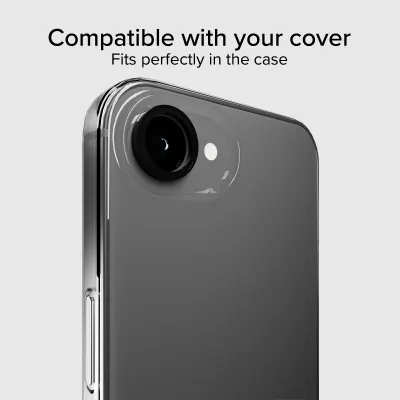 SBS - Ochranný kryt objektívu Single s aplikátorom pre iPhone 17e/16e, čierna