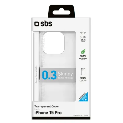 SBS - Puzdro Skinny pre iPhone 15 Pro, transparentná