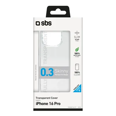 SBS - Puzdro Skinny pre iPhone 16 Pro, transparentná