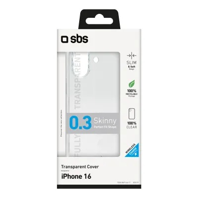 SBS - Puzdro Skinny pre iPhone 16, transparentná