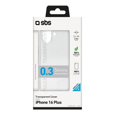 SBS - Puzdro Skinny pre iPhone 16 Plus, transparentná