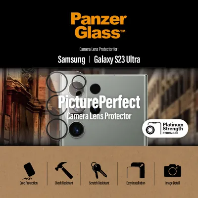 PanzerGlass - Ochranný kryt objektívu PicturePerfect pre Samsung Galaxy S23 Ultra, čierna