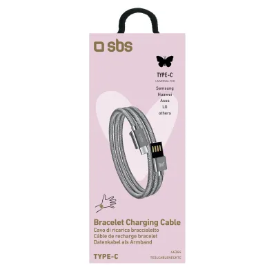 SBS - Kábel USB-C/USB-A, 10 W, S&L, s amuletmi, 39 cm, biela