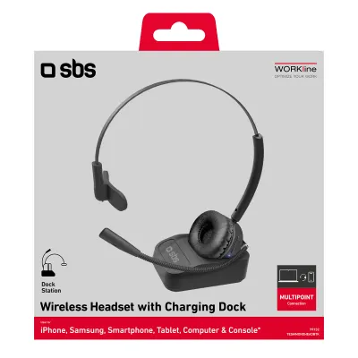 SBS - Bezdrôtový Headset s nabíjacou stanicou, čierna