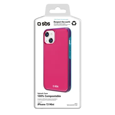 SBS - Puzdro Splash pre iPhone 13 mini, 100% kompostovateľné, ružová