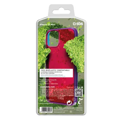 SBS - Puzdro Splash pre iPhone 13 mini, 100% kompostovateľné, ružová