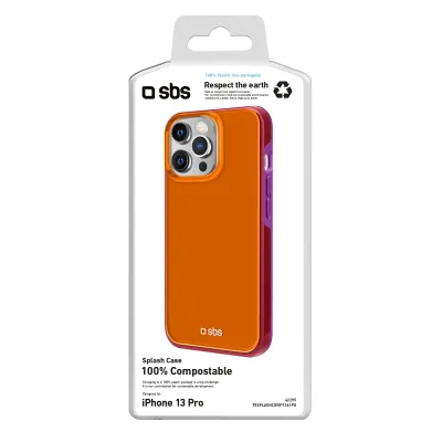 SBS - Puzdro Splash pre iPhone 13 Pro, 100% kompostovateľné, oranžová