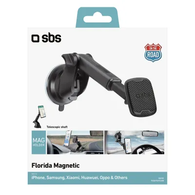 SBS - Držiak do auta Florida Magnetic s teleskopickým ramenom, so silikónovou prísavkou, čierna