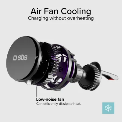 SBS - Držiak do auta Frozen Mag, MagSafe, s chladiacim ventilátorom, do mriežky, 15 W, čierna