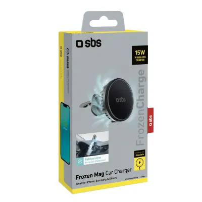 SBS - Držiak do auta Frozen Mag, MagSafe, s chladiacim ventilátorom, do mriežky, 15 W, čierna