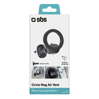 SBS - Držiak do auta Circle Mag kompatibilný s MagSafe, do mriežky, čierna
