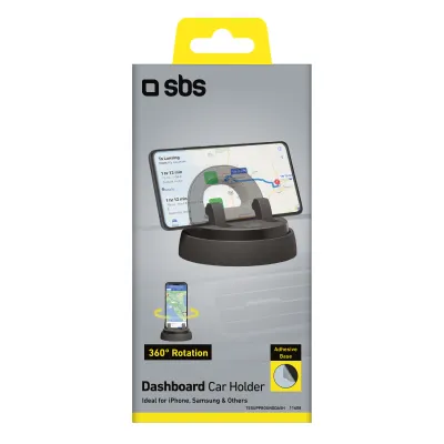 SBS - Univerzálny držiak na prístrojovú dosku pre smartfóny, otočný o 360°, čierna
