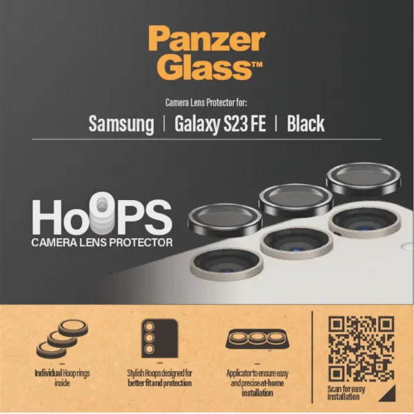 PanzerGlass - Ochranný kryt objektívu Hoops pre Samsung Galaxy S23 FE, čierna