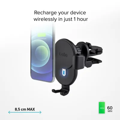 SBS - Držiak do auta Gravity s bezdrôtovým nabíjaním, do mriežky, 10 W, čierna